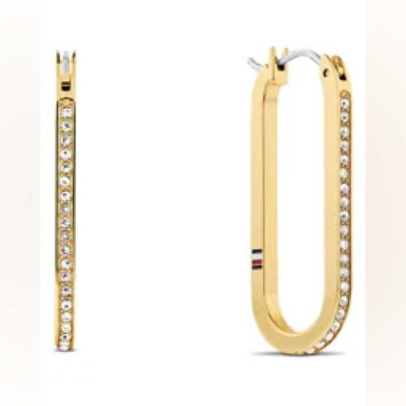 Tommy Hilfiger Gold Hoop Earrings With Crystal Accents 40$